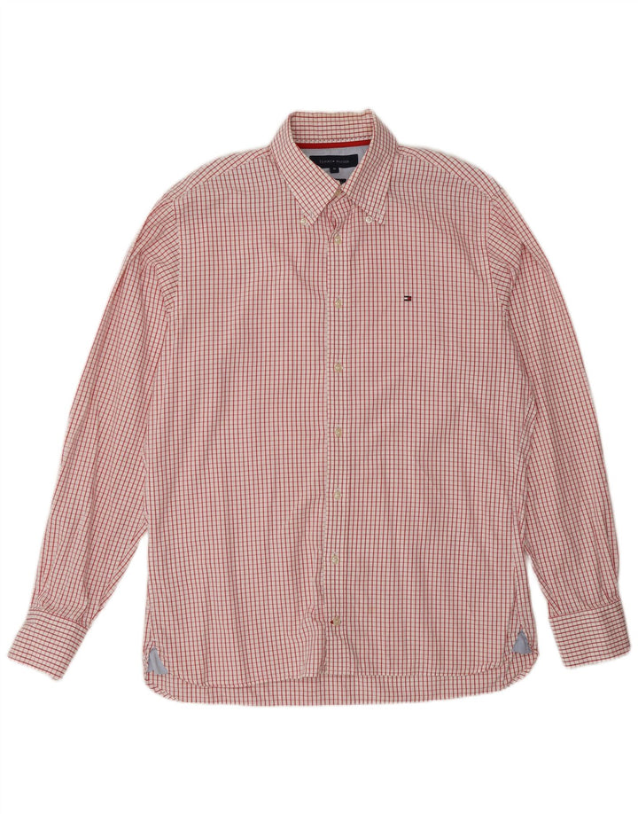 Camicia da uomo Tommy Hilfiger in cotone a quadri rossi medi