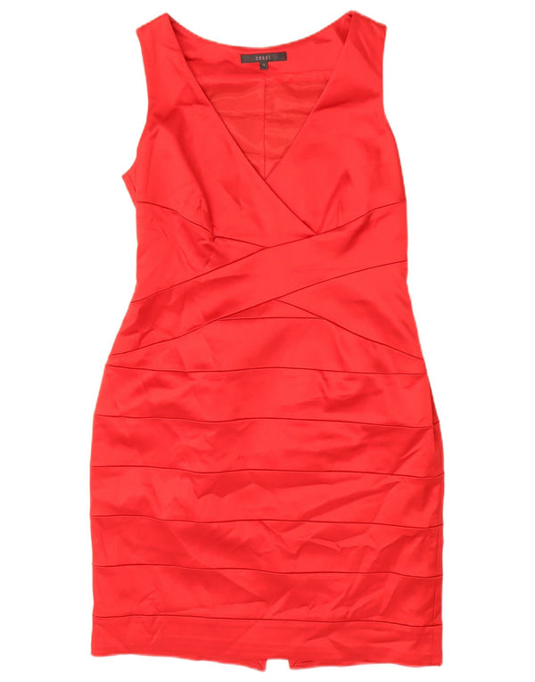 Abito tubino senza maniche Coast da donna UK 12 Acetato rosso medio