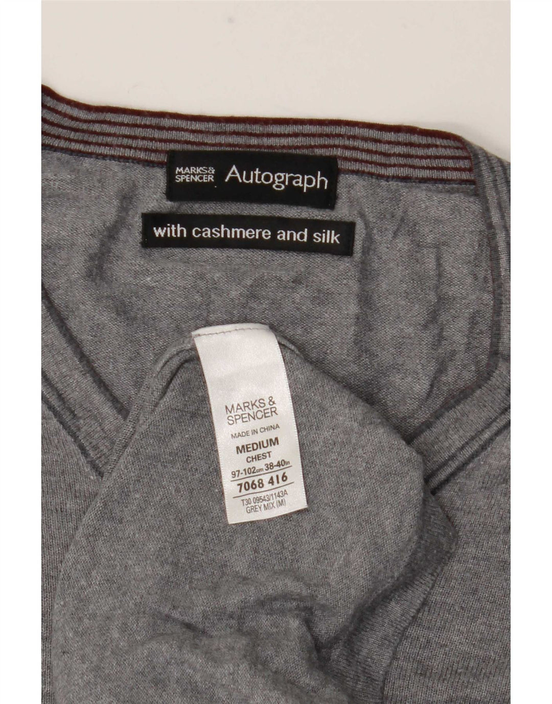 Marks & Spencer Top autografo da uomo a maniche lunghe in cotone grigio medio