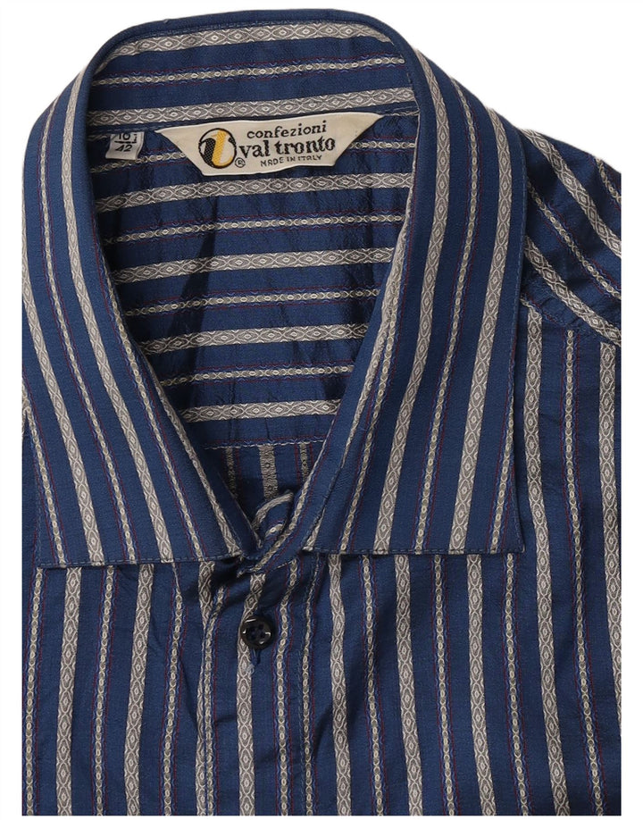 Camicia da uomo vintage taglia 42 16 1/2 grande gessato blu