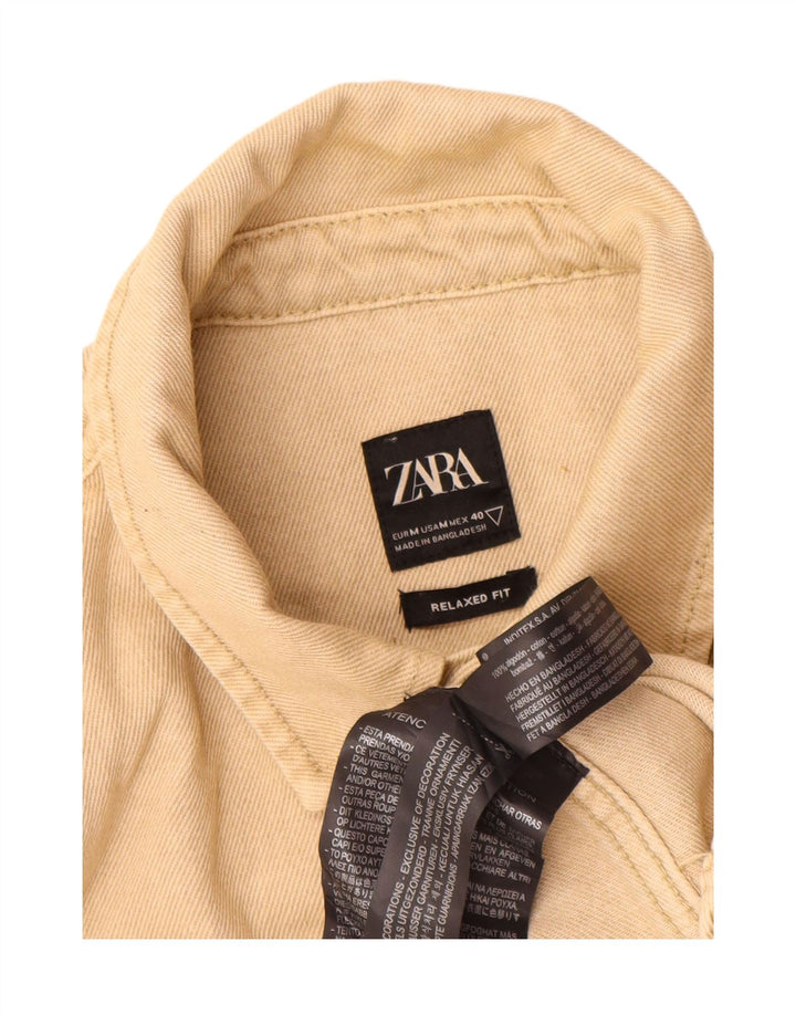 Camicia in denim da uomo Zara dalla vestibilità comoda, in cotone beige medio