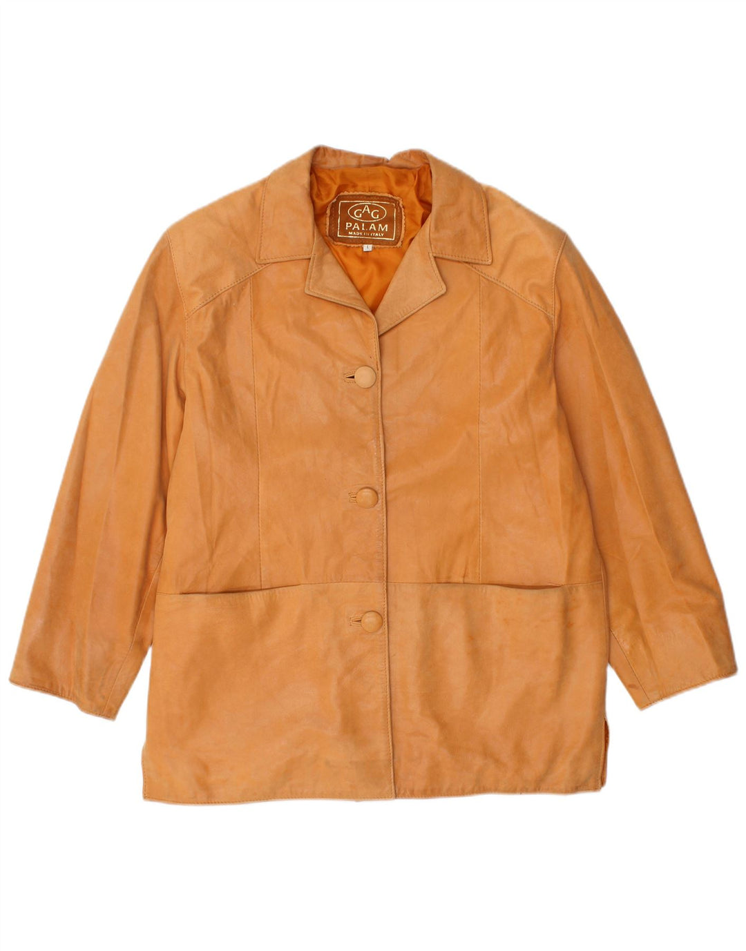 Giacca in pelle vintage da donna UK 16 grande beige