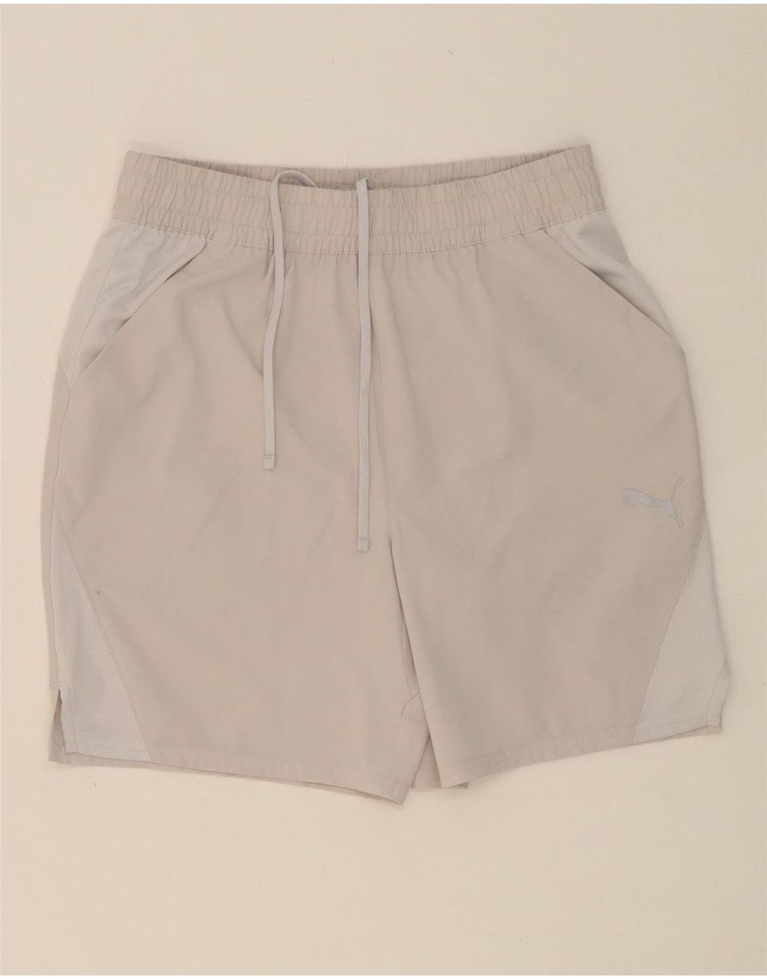 PUMA Mens Graphic Sport Shorts Medium Beige Colourblock Vintage Puma and Second-Hand Puma from Messina Hembry 