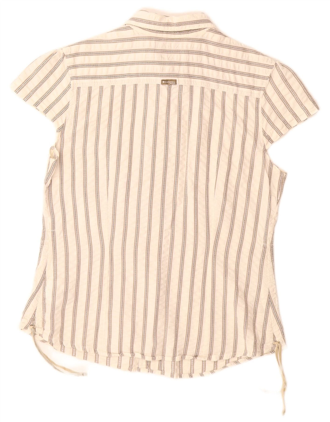 Camicia a maniche corte da donna COLUMBIA UK 14 Cotone a righe bianche grandi