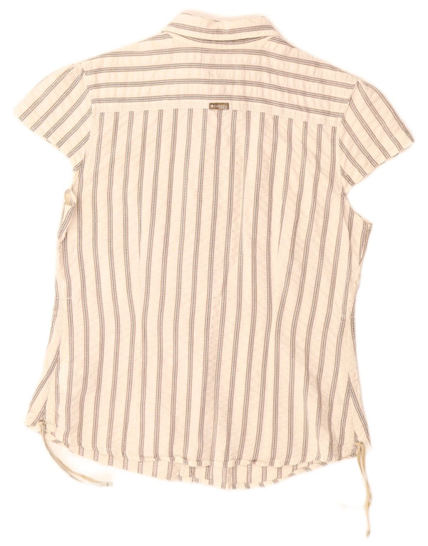 Camicia a maniche corte da donna COLUMBIA UK 14 Cotone a righe bianche grandi