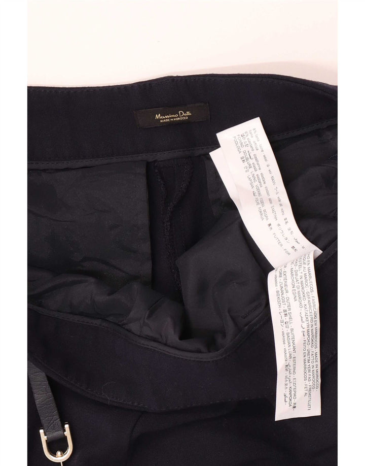 Pantaloni da abito slim da donna Massimo Dutti EU 40 Medium W30 L27 Lana blu navy