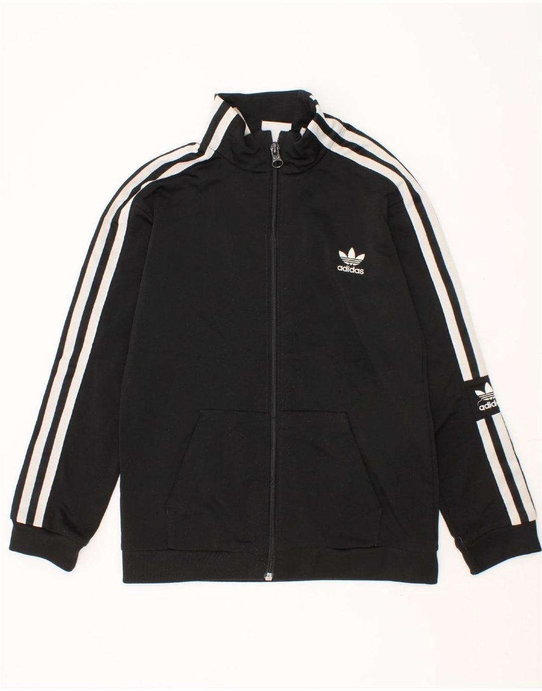 ADIDAS Boys Tracksuit Top Jacket 7-8 Years Large  Black Polyester Vintage Adidas and Second-Hand Adidas from Messina Hembry 