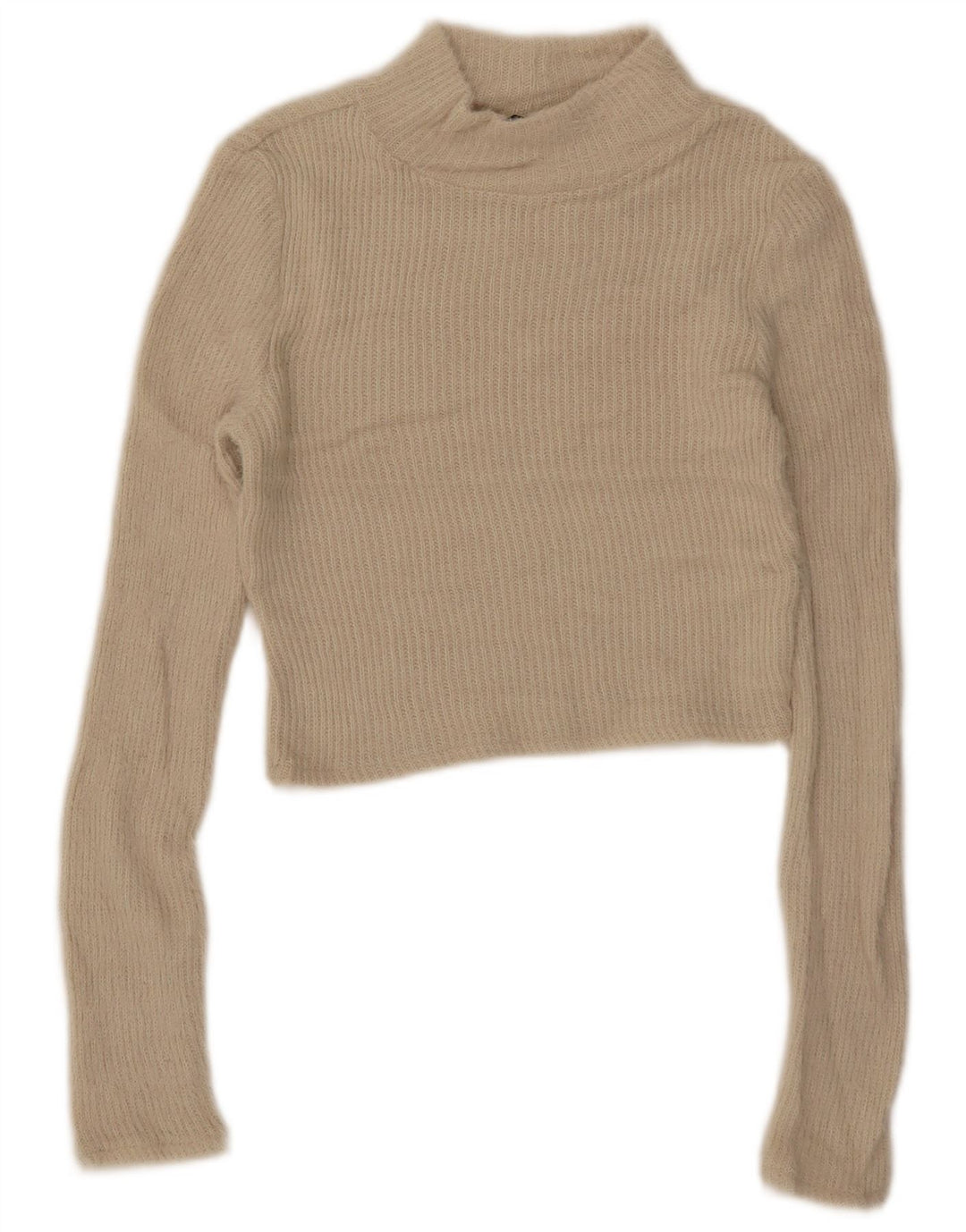 Maglione corto a collo alto da donna Zara UK 8 piccolo beige in poliammide