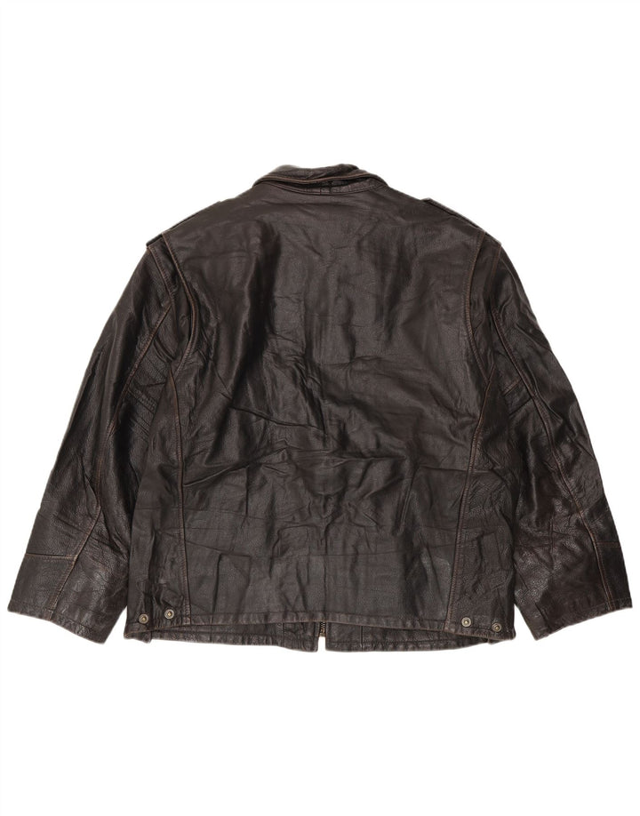 Giacca da motociclista in pelle da uomo Bikers IT 52 XL Pelle marrone