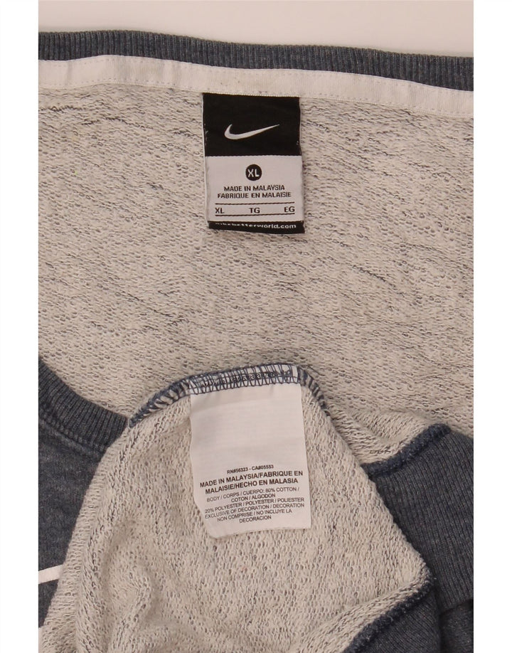 Felpa con grafica Nike da uomo, maglione XL, cotone grigio