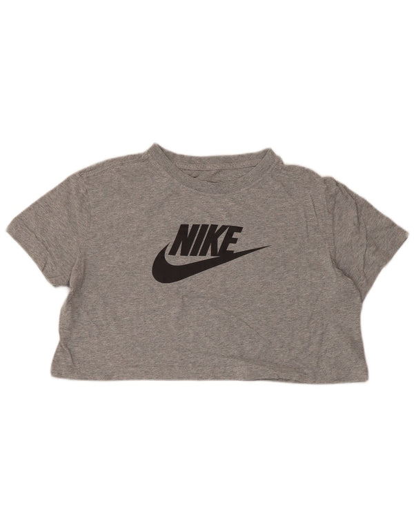 T-shirt grafica NIKE da donna, vestibilità ampia, corta, UK 14, grigio medio chiazzato
