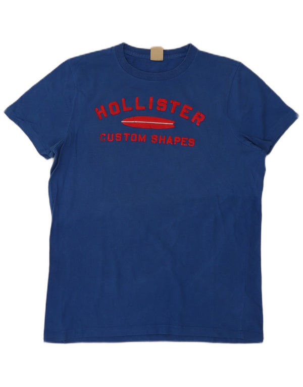 T-shirt grafica da uomo Hollister Top Large in cotone blu