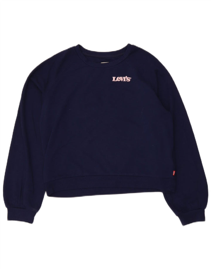 Felpa corta per ragazze Levi's, 13-14 anni, in poliestere blu navy