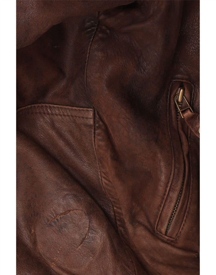 Giacca in pelle bomber Canda da uomo C&A UK 40 grande marrone