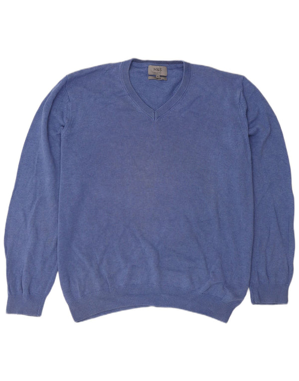 Maglione da uomo con scollo a V Marks & Spencer XL in cotone blu