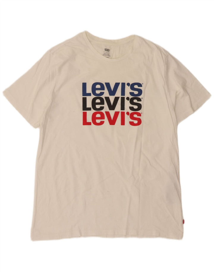 LEVI'S Mens Graphic T-Shirt Top XL White Cotton