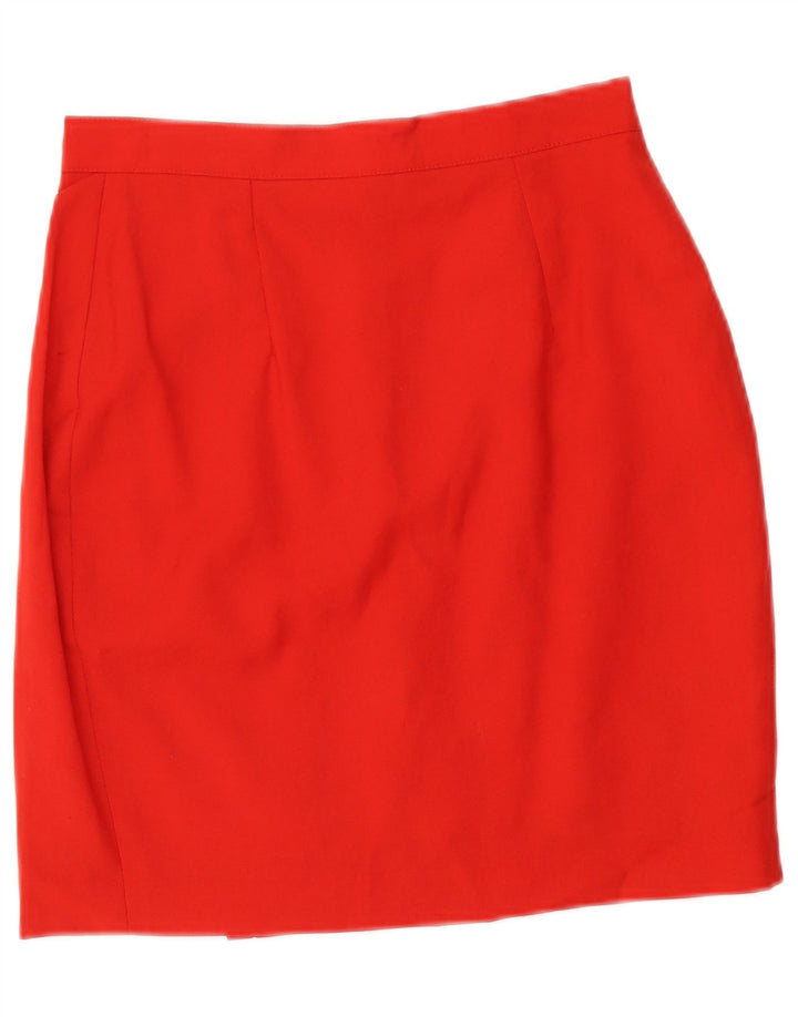 Gonna a portafoglio da donna vintage IT 44 media W28 lana vergine rossa