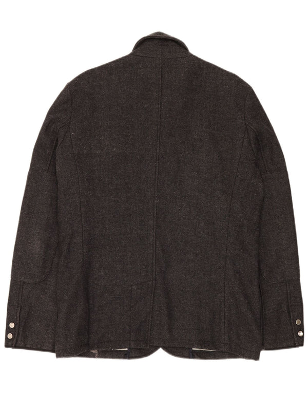 Giacca utility da uomo Zara UK 40 Large in lana a spina di pesce grigia