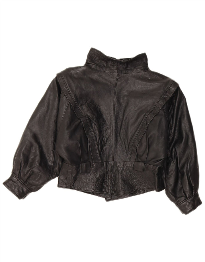 Giacca in pelle vintage per bambina 7-8 anni in pelle media nera