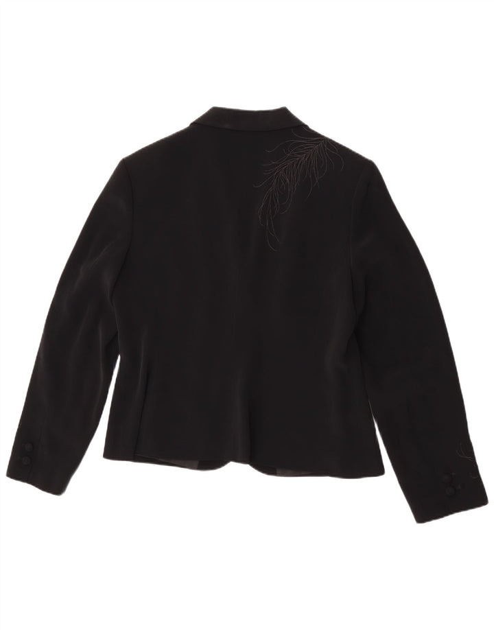 Giacca blazer da donna a 1 bottone Laura Ashley UK 16 grande floreale nero