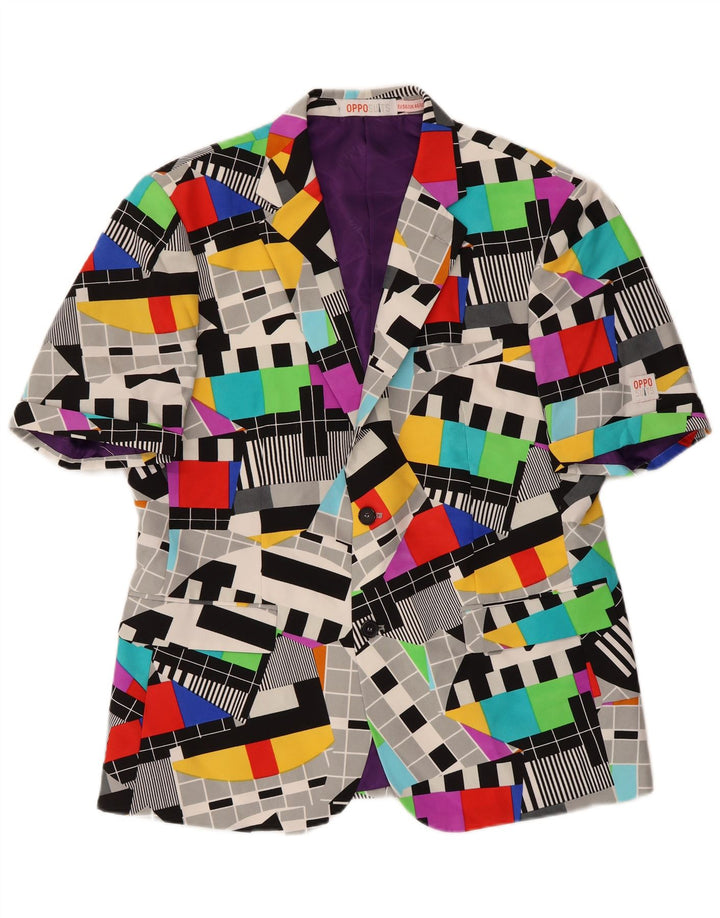 Giacca blazer a 2 bottoni da uomo Opposuits UK 46 3XL multicolore geometrico