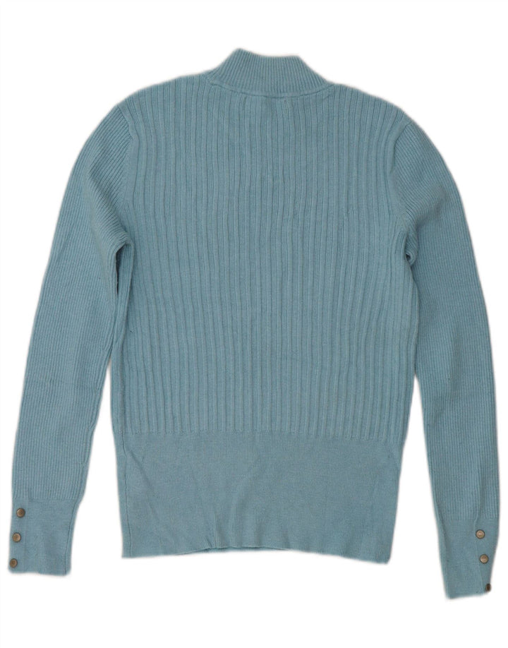 Maglione maglione a collo alto da donna Marks & Spencer UK 10 piccolo in viscosa blu