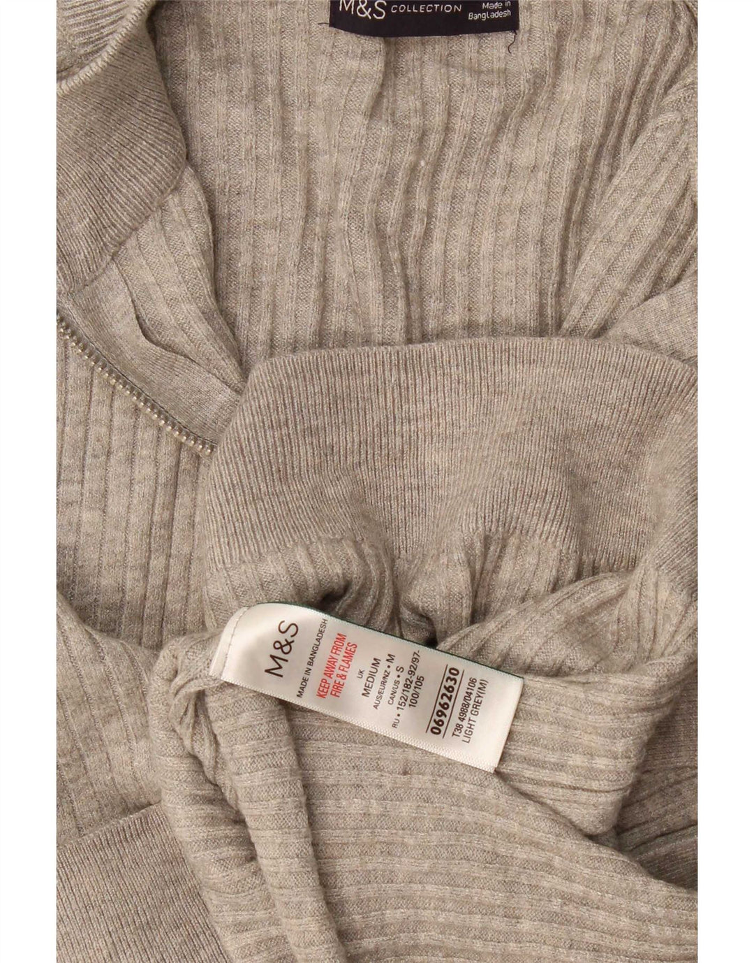 Maglione da uomo Marks & Spencer con zip e collo in viscosa grigio medio
