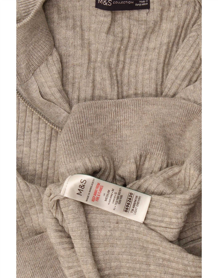 Maglione da uomo Marks & Spencer con zip e collo in viscosa grigio medio