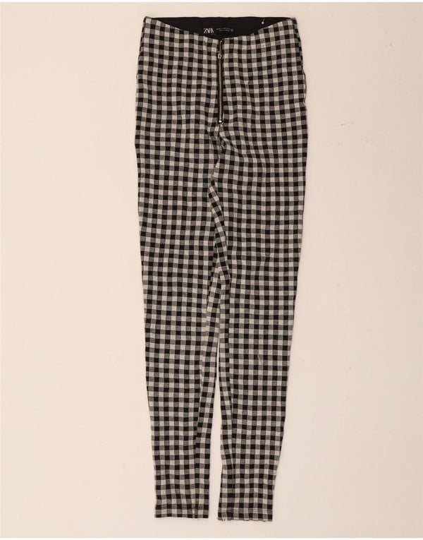Pantaloni skinny casual da donna Zara XS W24 L28 poliestere a quadretti neri