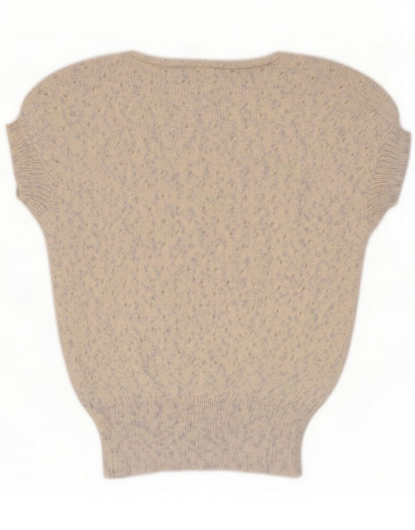 Canotta vintage da donna UK 14 media bianco sporco screziato