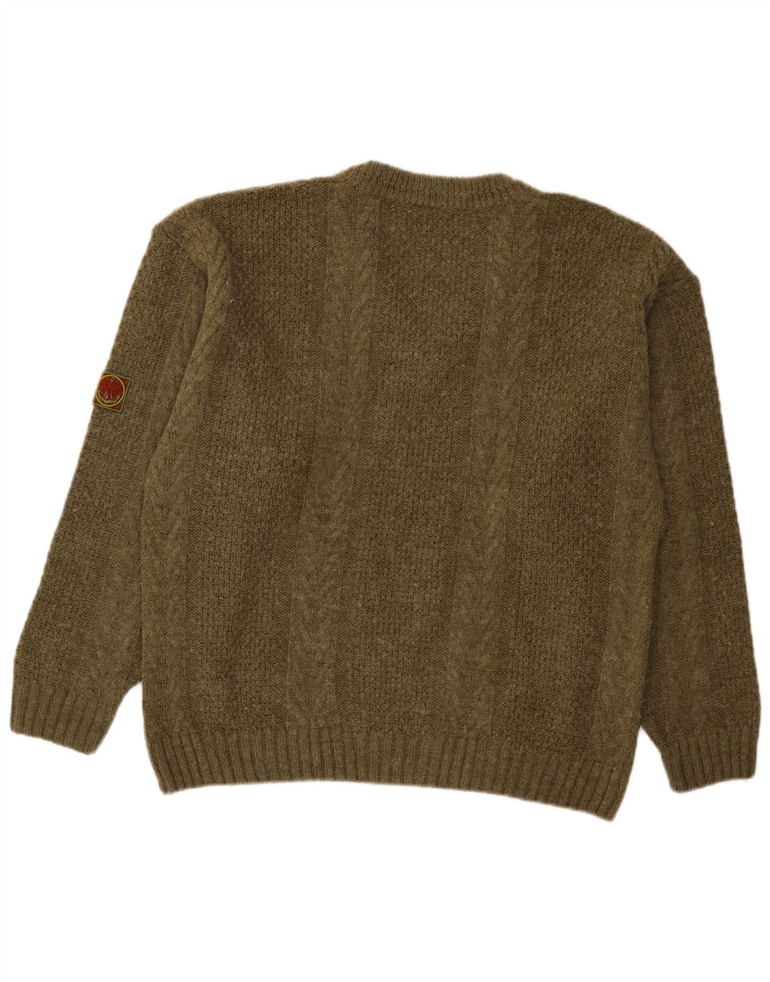 Maglione vintage da uomo con scollo a V, acrilico kaki medio