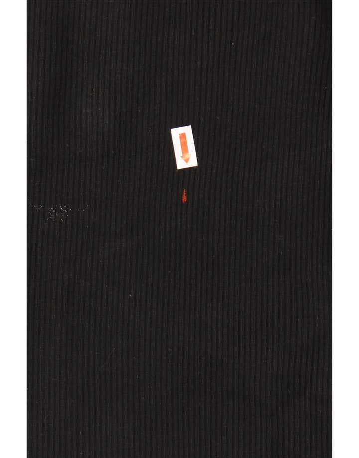 ZARA Maglione Corto da Donna con Scollo a Barca UK 8 Piccolo in Viscosa Nera