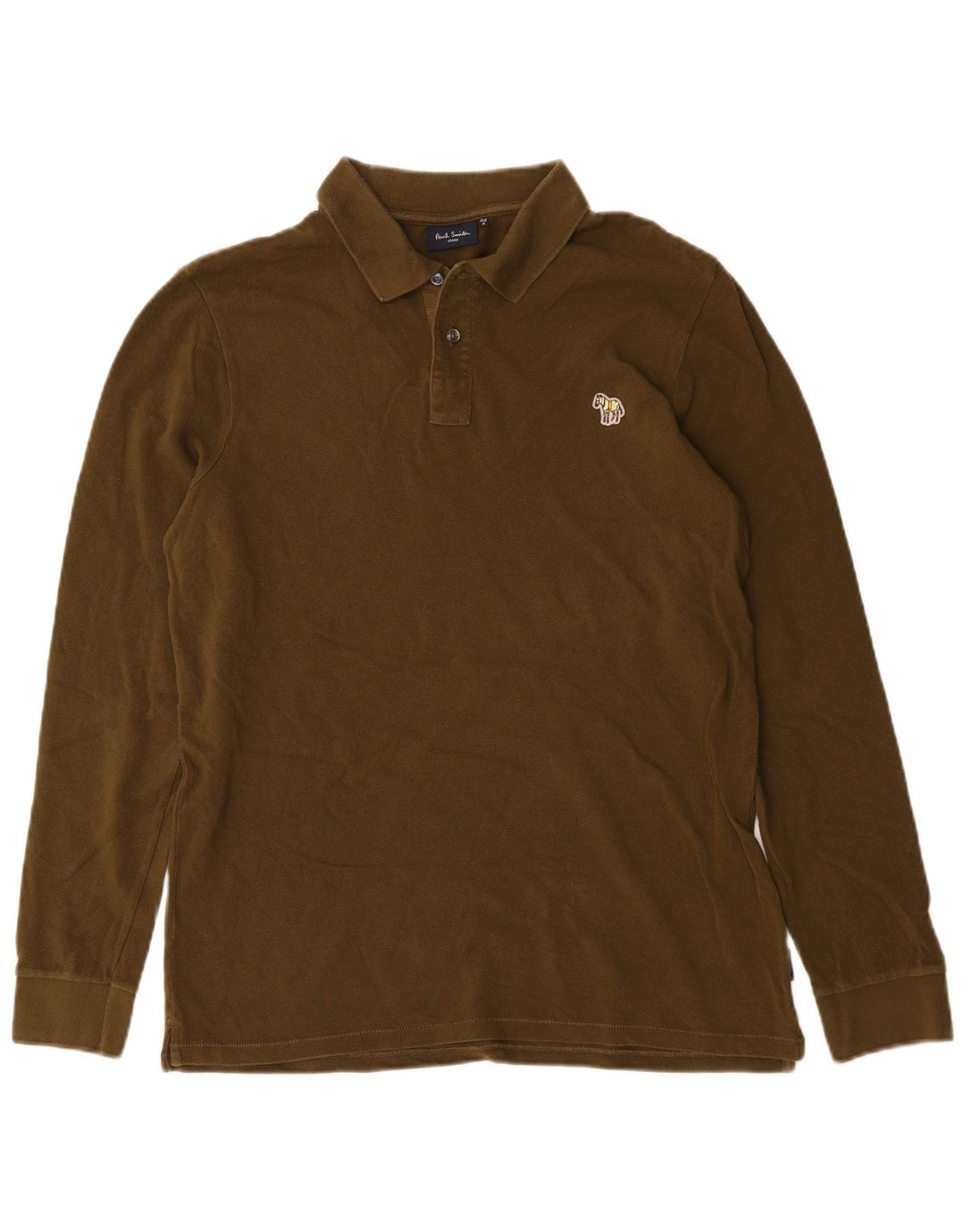 Polo da uomo a maniche lunghe Paul Smith in cotone kaki medio