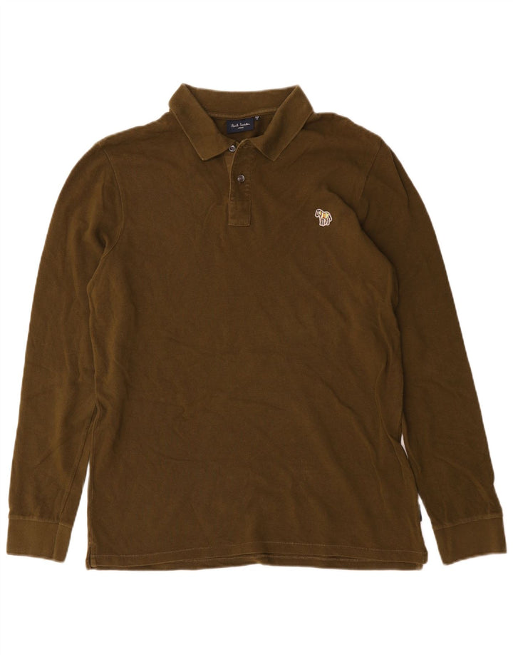 Polo da uomo a maniche lunghe Paul Smith in cotone kaki medio