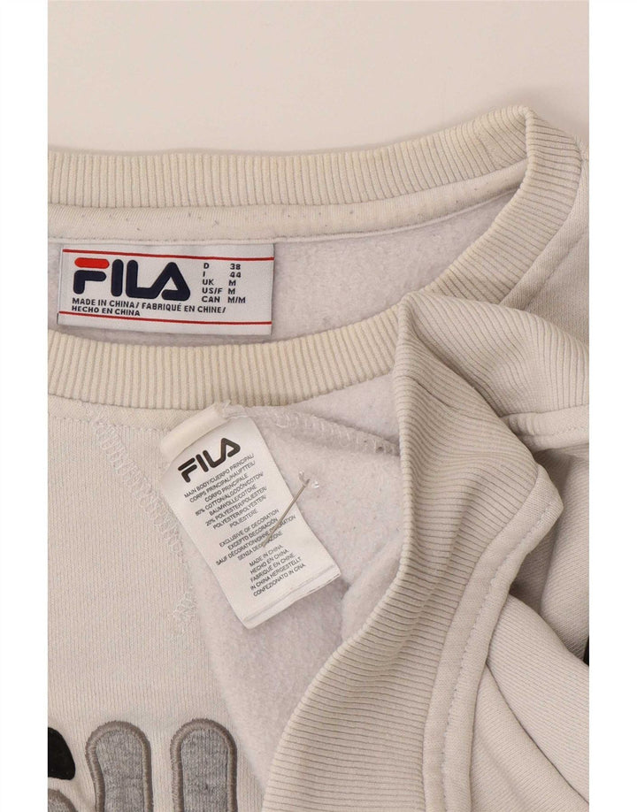 Fila Felpa grafica da uomo in cotone color block bianco medio