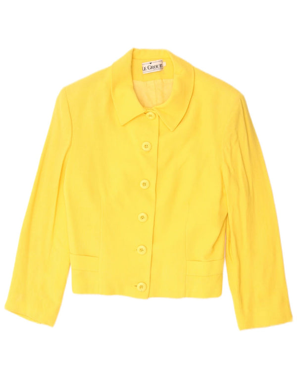 Set gonna da donna in 2 pezzi a 6 bottoni Le Group UK 12 medio W28 lana gialla