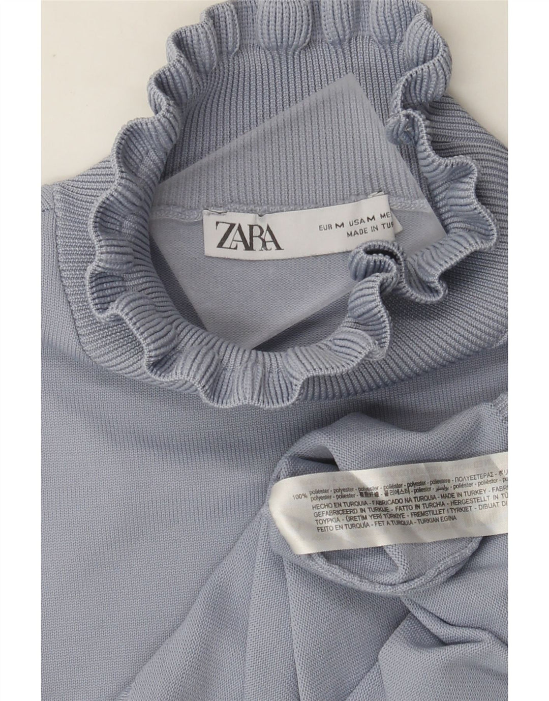 Maglione corto da donna Zara con collo dolcevita UK 12 Poliestere blu medio