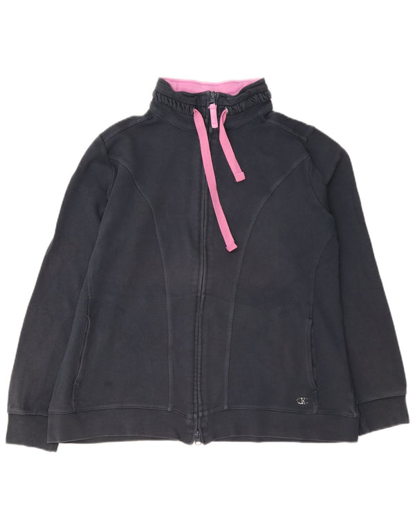 Champion Womens Easy Fit Tracksuit Top Jacket UK 14 Medium Navy Blue Cotton