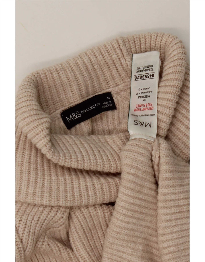Maglione maglione a collo alto da donna Marks & Spencer UK 14 Viscosa beige medio