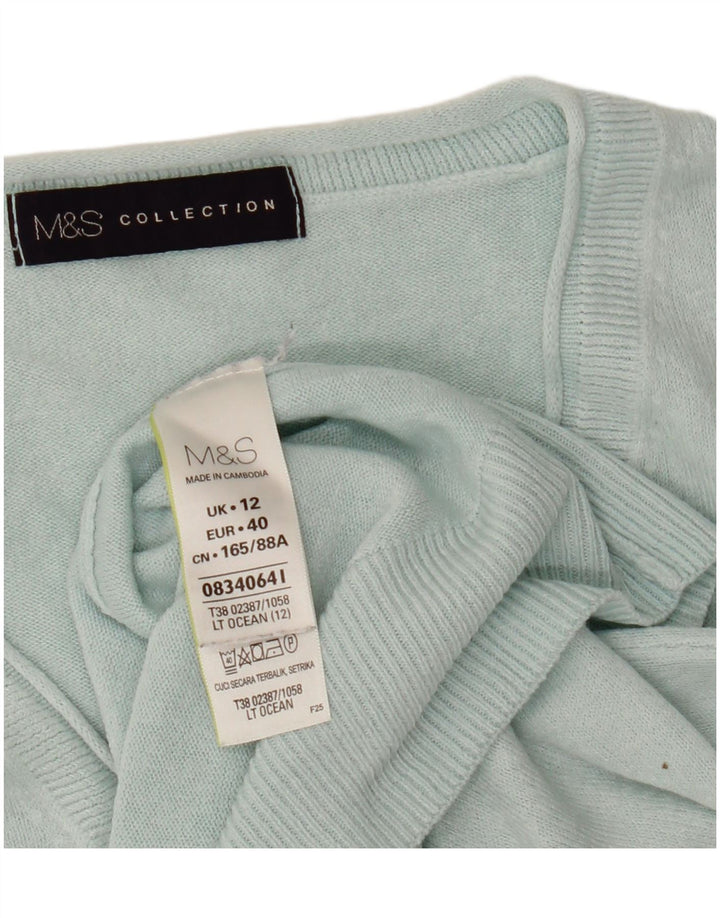 Maglione da donna con scollo a V Marks & Spencer UK 12 Acrilico blu medio