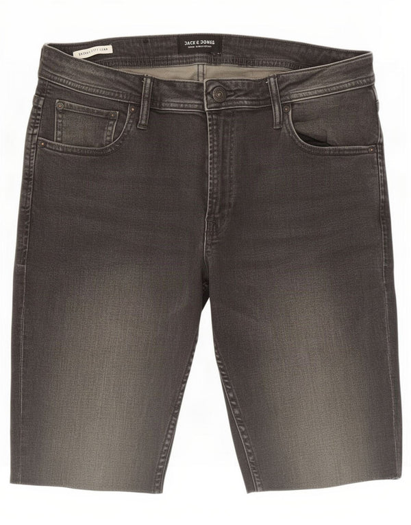 Pantaloncini di jeans skinny Liam da uomo Jack & Jones medi W33 cotone grigio