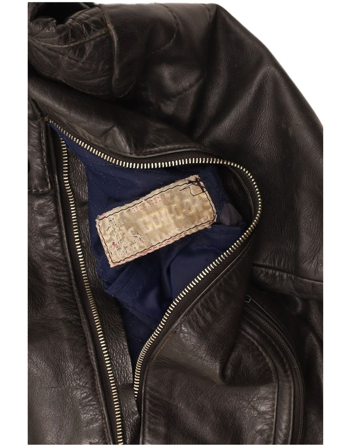 Giacca in pelle da donna VINTAGE UK 14 media nera