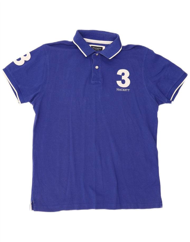Polo da uomo con grafica sartoriale HACKETT XL in cotone blu
