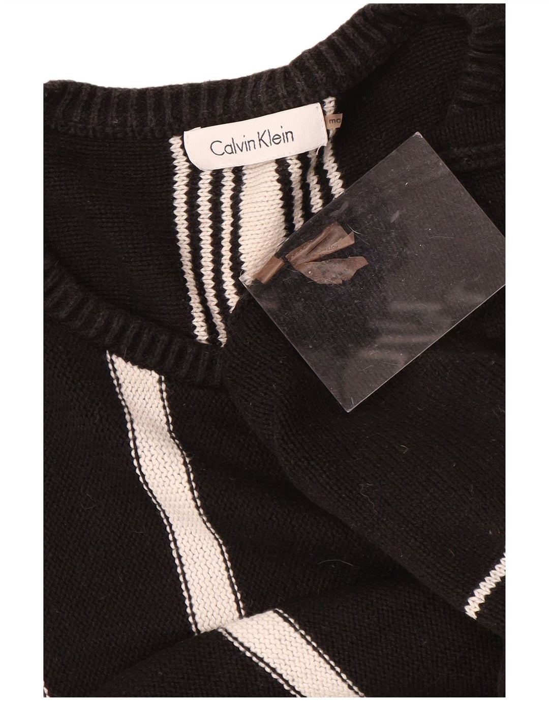 CALVIN KLEIN Maglione da uomo con scollo a barca in cotone a righe nere medie