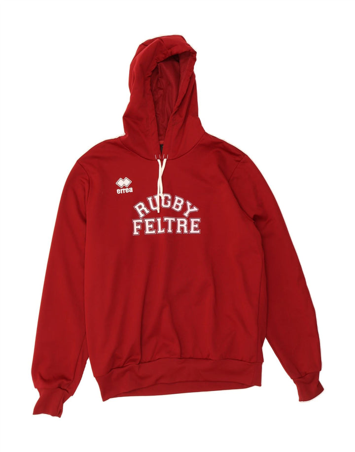 ERREA Mens Rugby Feltre Graphic Hoodie Jumper 2XL Red Polyester Vintage Errea and Second-Hand Errea from Messina Hembry 