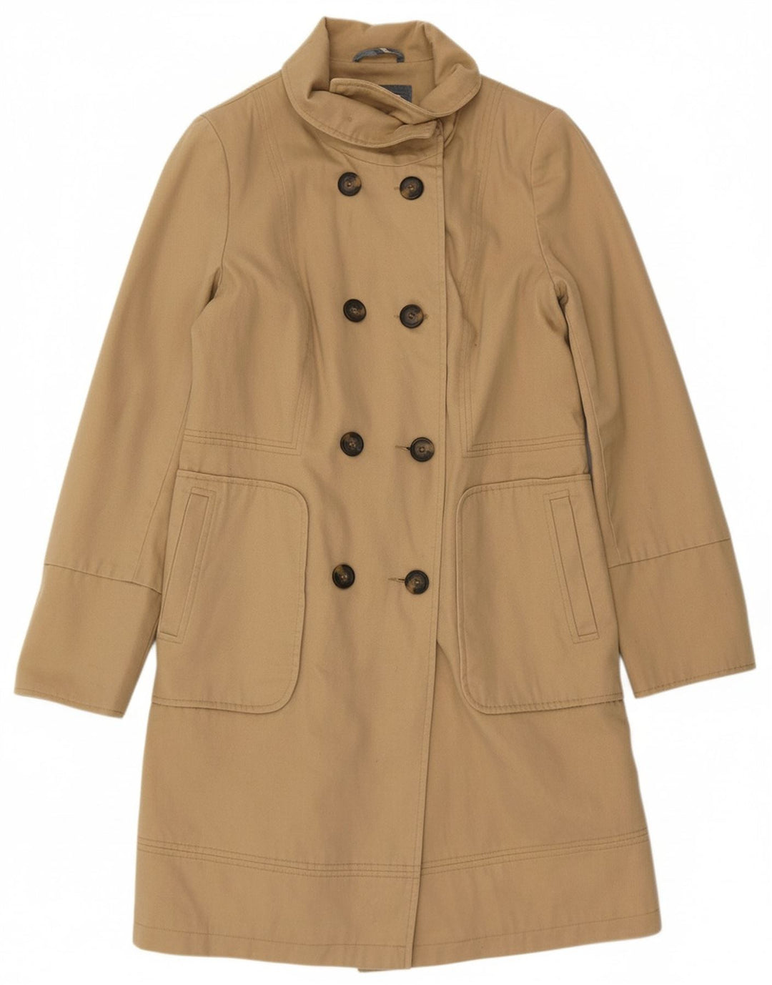 WHITE STUFF Womens Double Breasted Coat UK 12 Medium Beige Cotton