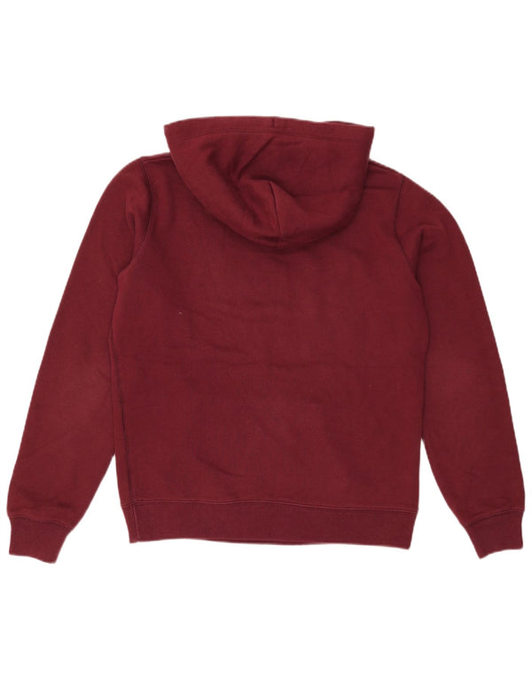 Jack Wills Womens Graphic Hoodie Jumper UK 12 Medium Burgundy Cotton