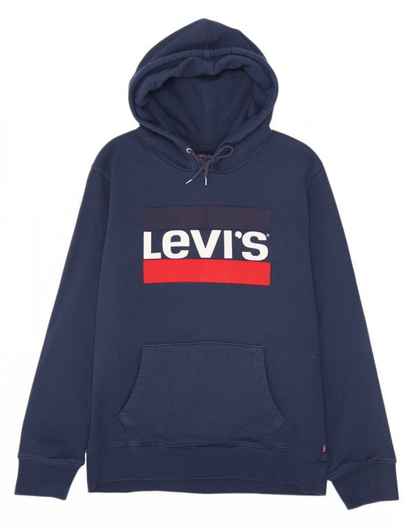 Maglione con cappuccio grafico da uomo Levi's XL in cotone blu navy