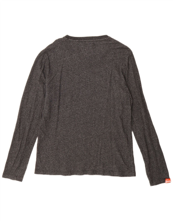 Top da uomo a maniche lunghe XL Superdry in cotone chiazzato grigio