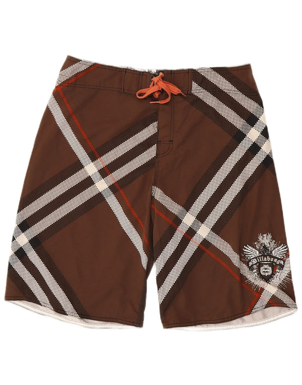 Pantaloncini da bagno grafici da uomo Billabong di grandi dimensioni in poliestere scozzese marrone